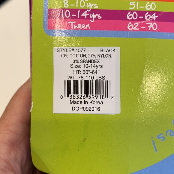 Jeffries Socks Footless Tights, Black, HT 60”-64”, WT 78-110 lbs, Kids 10-14 yrs - Picture 6 of 8